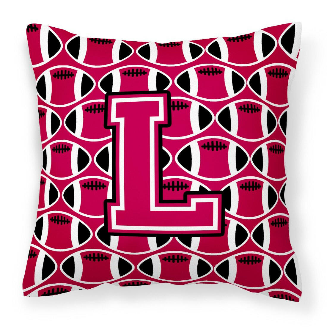 Letter L Football Crimson and White Fabric Decorative Pillow CJ1079-LPW1414 by Caroline's Treasures