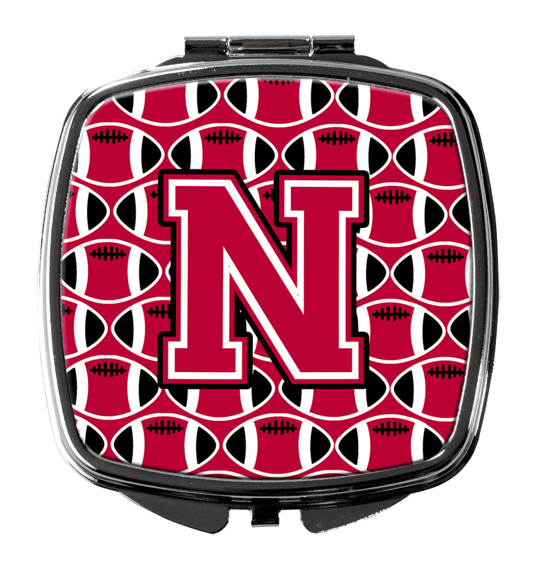 Letter N Football Crimson and White Compact Mirror CJ1079-NSCM  the-store.com.
