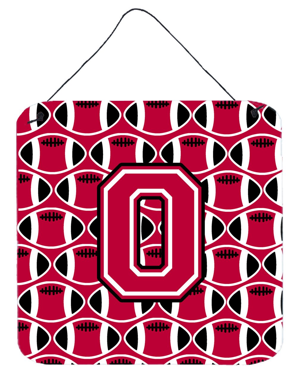 Letter O Football Crimson and White Wall or Door Hanging Prints CJ1079-ODS66 by Caroline&#39;s Treasures