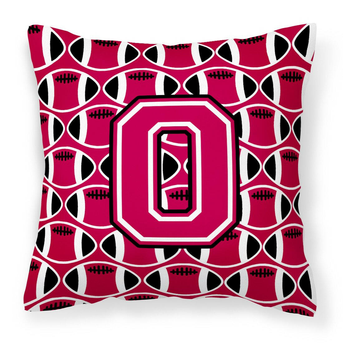 Letter O Football Crimson and White Fabric Decorative Pillow CJ1079-OPW1414 by Caroline&#39;s Treasures