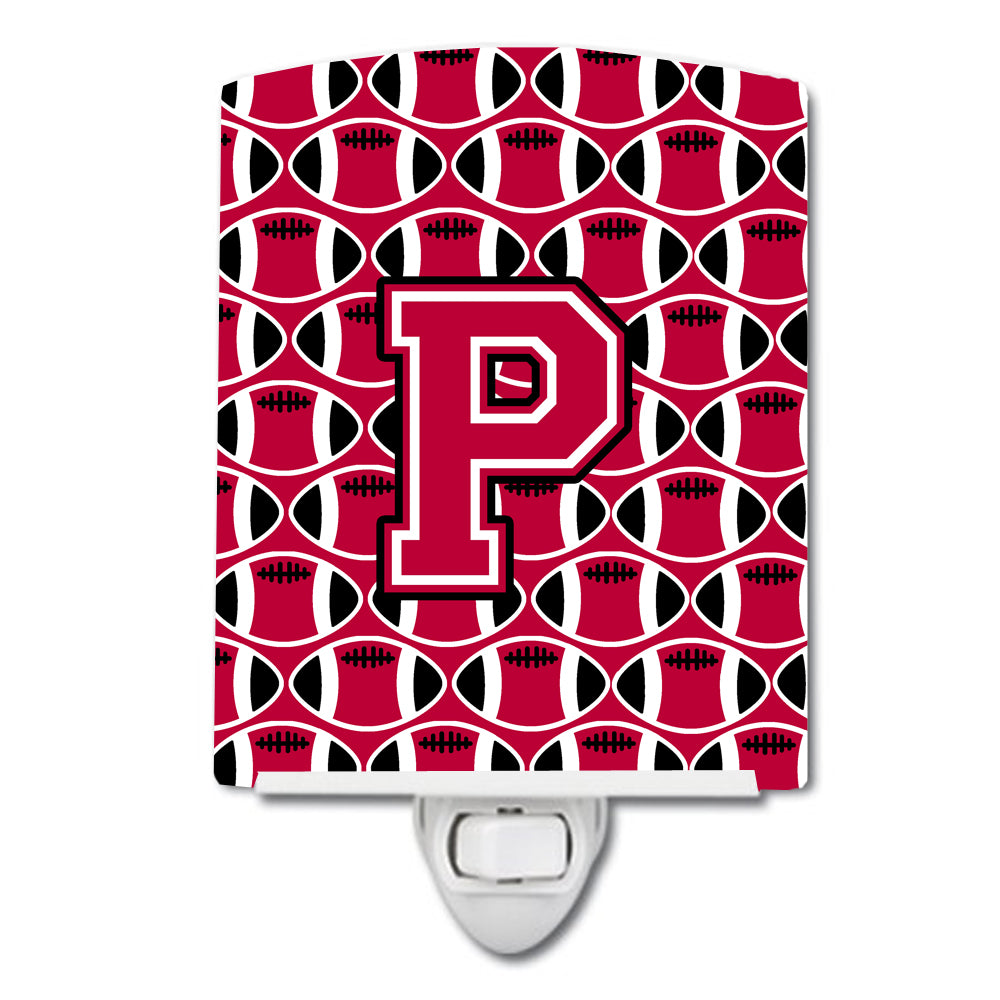Letter P Football Crimson and White Ceramic Night Light CJ1079-PCNL - the-store.com