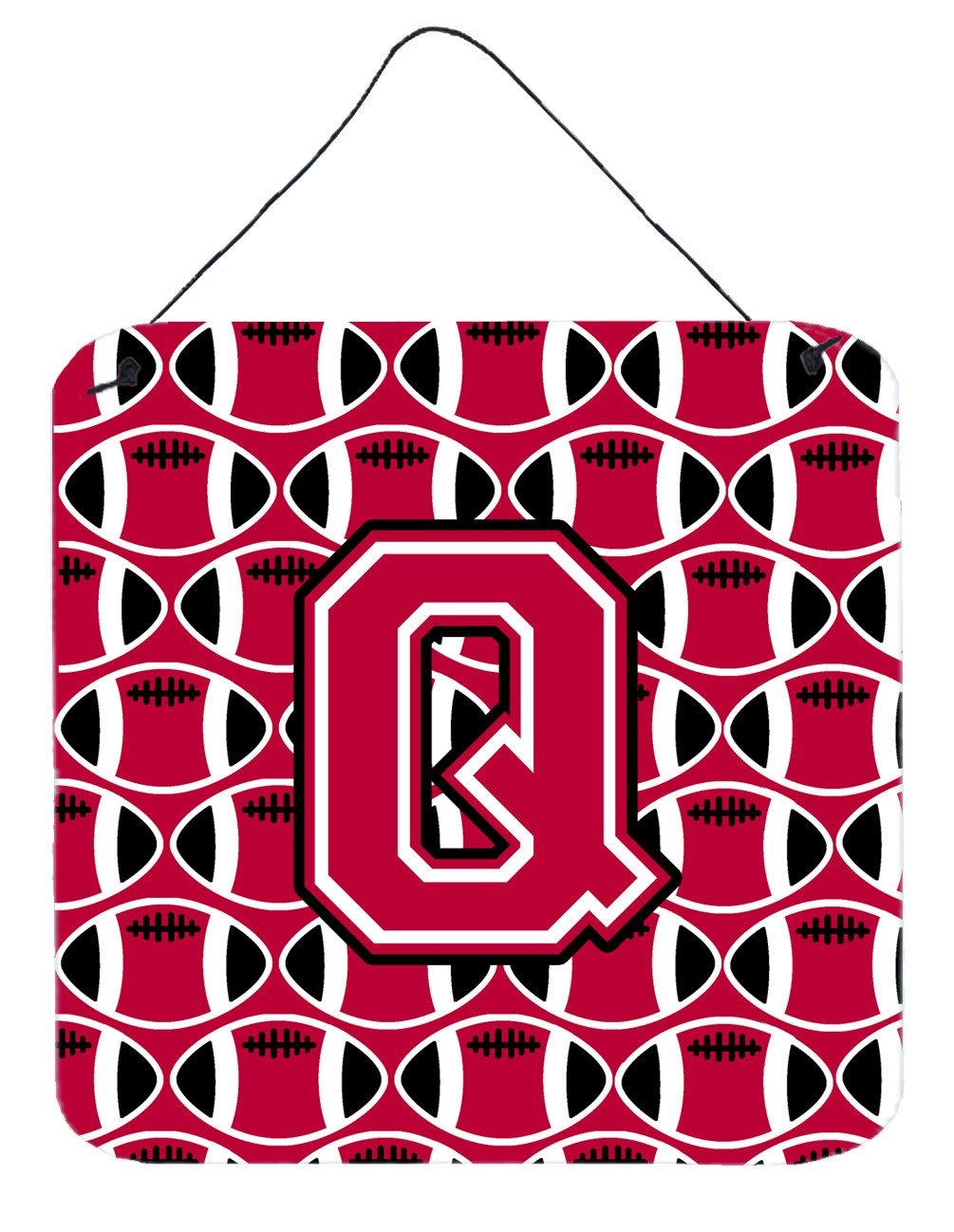 Letter Q Football Crimson and White Wall or Door Hanging Prints CJ1079-QDS66 by Caroline&#39;s Treasures
