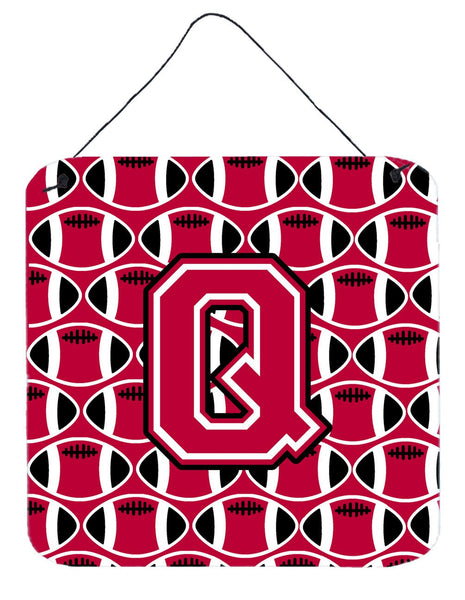 Letter Q Football Crimson and White Wall or Door Hanging Prints CJ1079-QDS66 by Caroline's Treasures