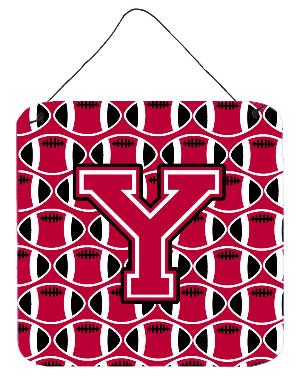 Letter Y Football Crimson and White Wall or Door Hanging Prints CJ1079-YDS66 by Caroline&#39;s Treasures