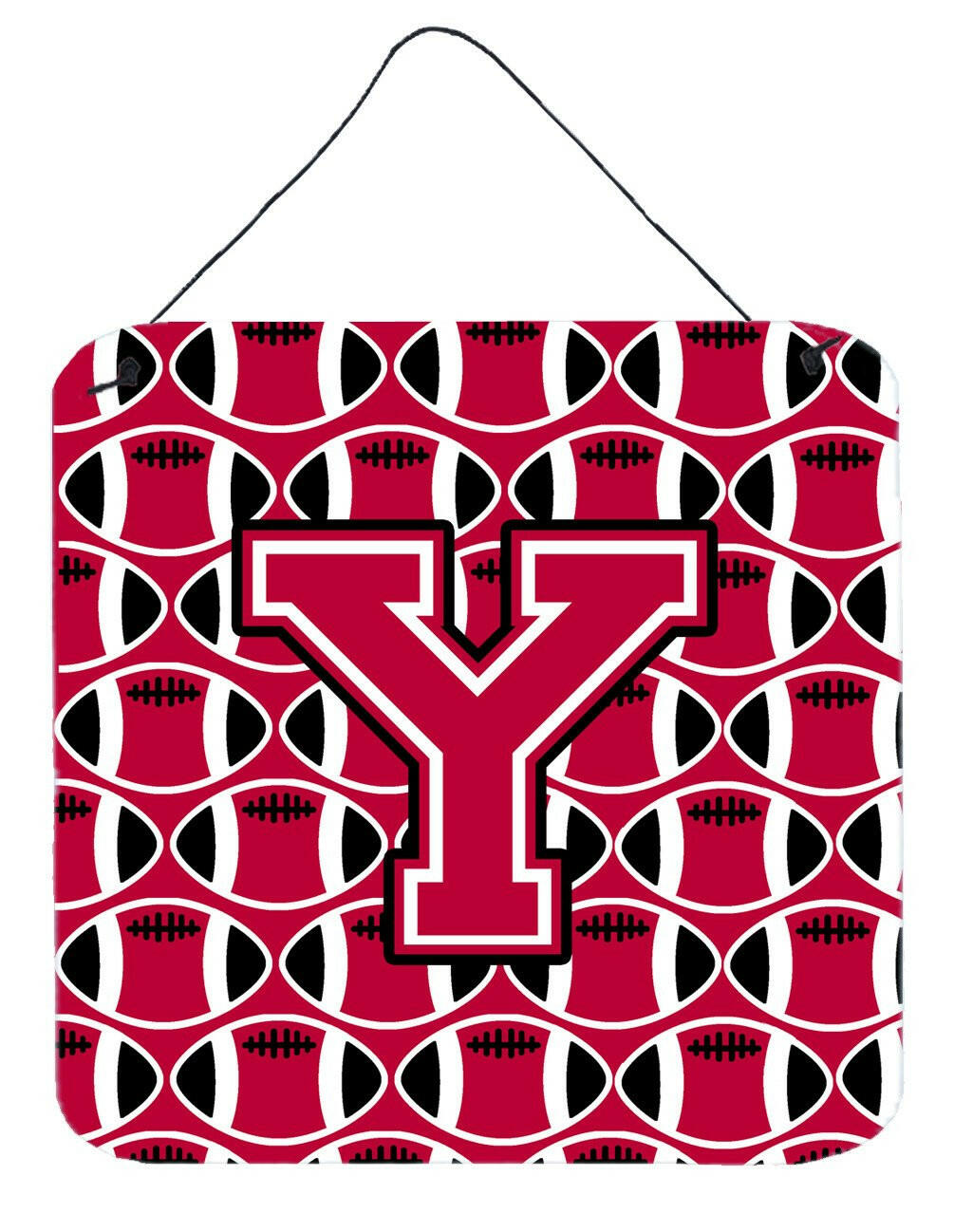 Letter Y Football Crimson and White Wall or Door Hanging Prints CJ1079-YDS66 by Caroline's Treasures