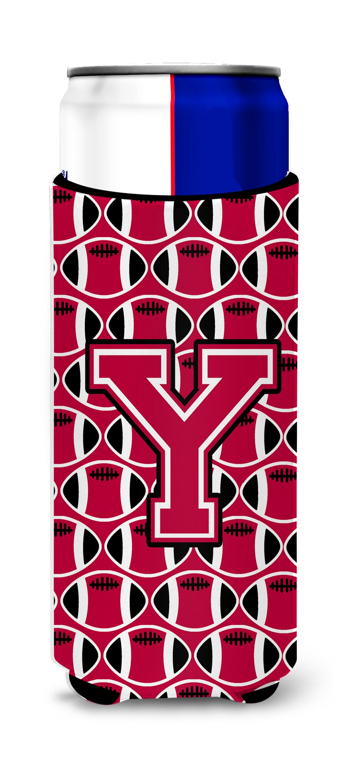 Letter Y Football Crimson and White Ultra Beverage Insulators for slim cans CJ1079-YMUK