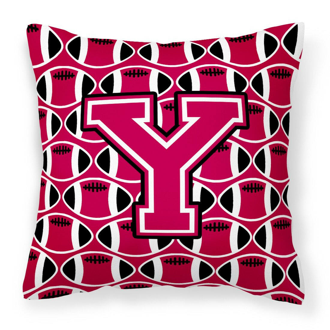 Letter Y Football Crimson and White Fabric Decorative Pillow CJ1079-YPW1414 by Caroline&#39;s Treasures