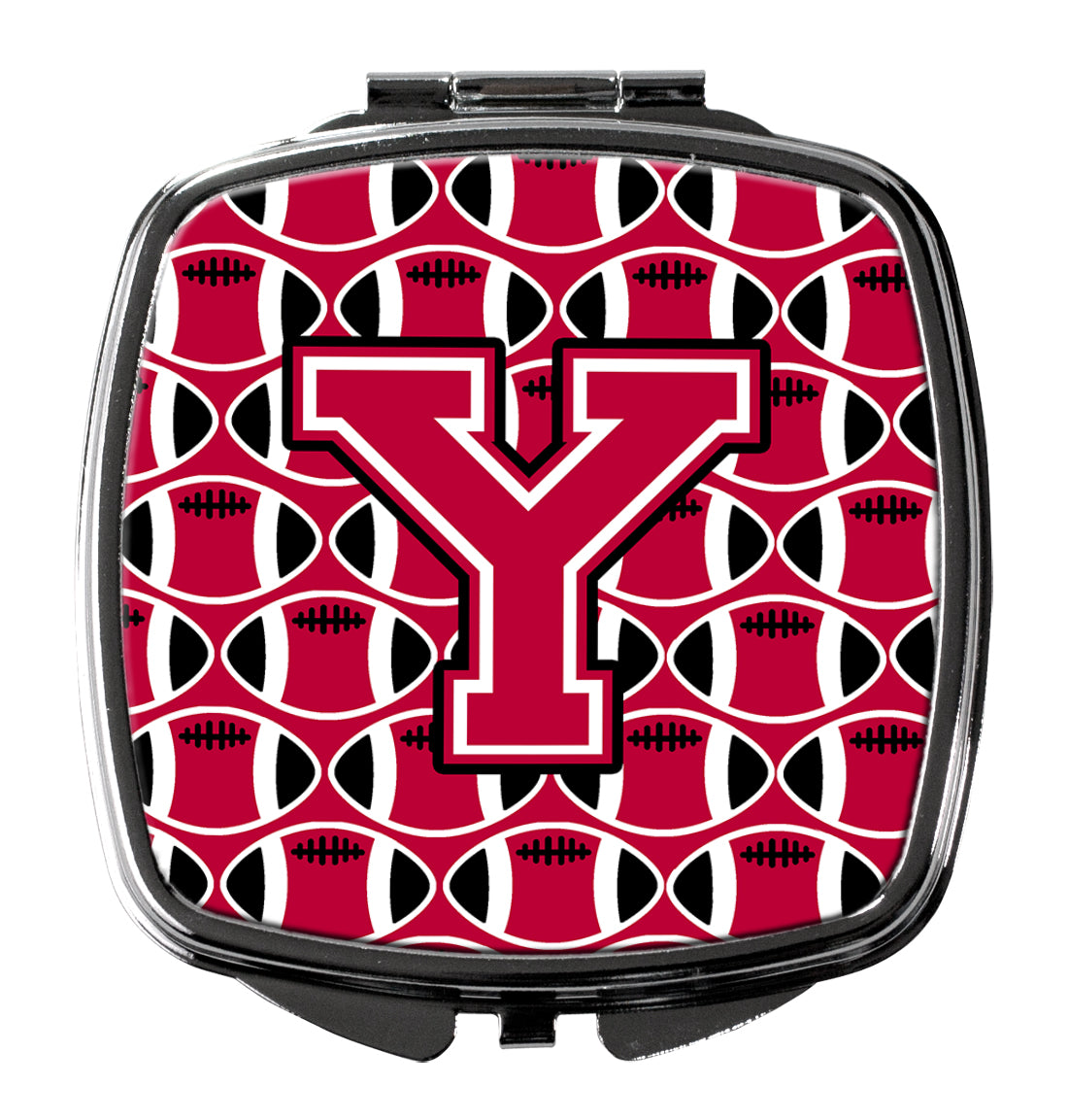 Letter Y Football Crimson and White Compact Mirror CJ1079-YSCM  the-store.com.