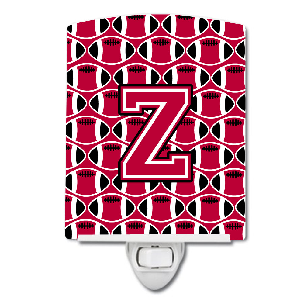 Letter Z Football Crimson and White Ceramic Night Light CJ1079-ZCNL - the-store.com