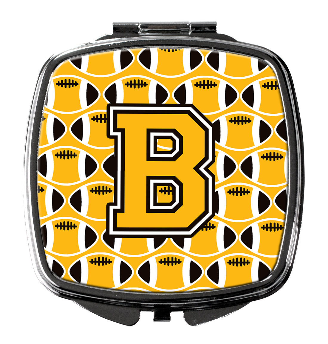 Letter B Football Black, Old Gold and White Compact Mirror CJ1080-BSCM