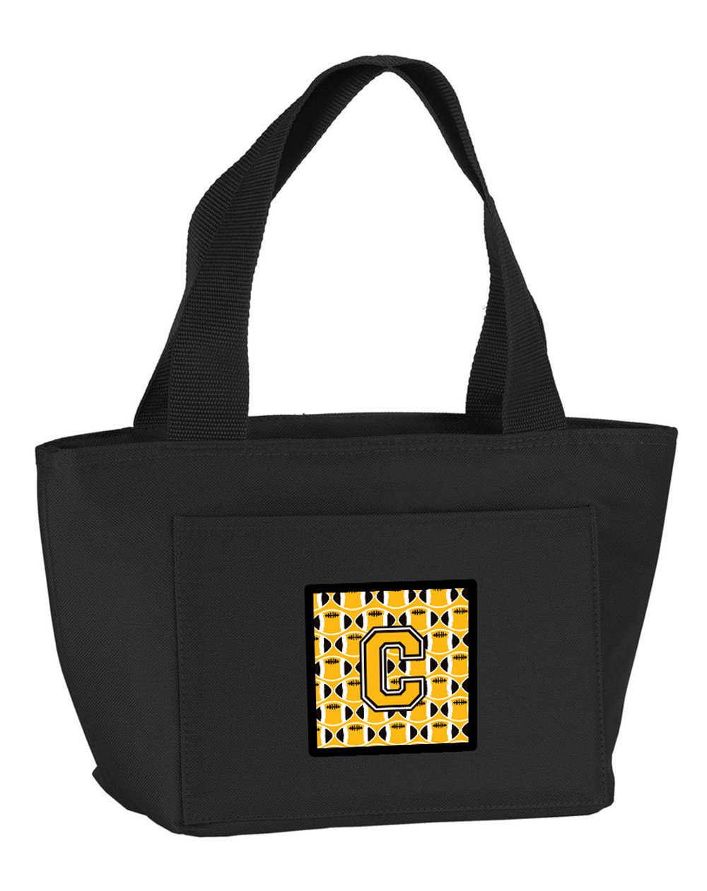 Letter C Football Black, Old Gold and White Lunch Bag CJ1080-CBK-8808 by Caroline&#39;s Treasures