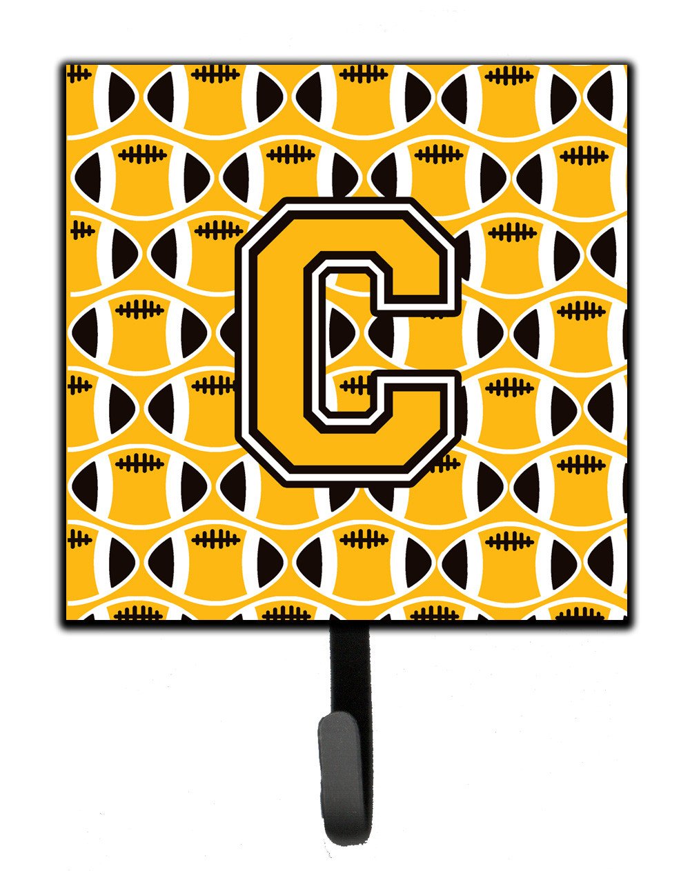 Letter C Football Black, Old Gold and White Leash or Key Holder CJ1080-CSH4 by Caroline&#39;s Treasures