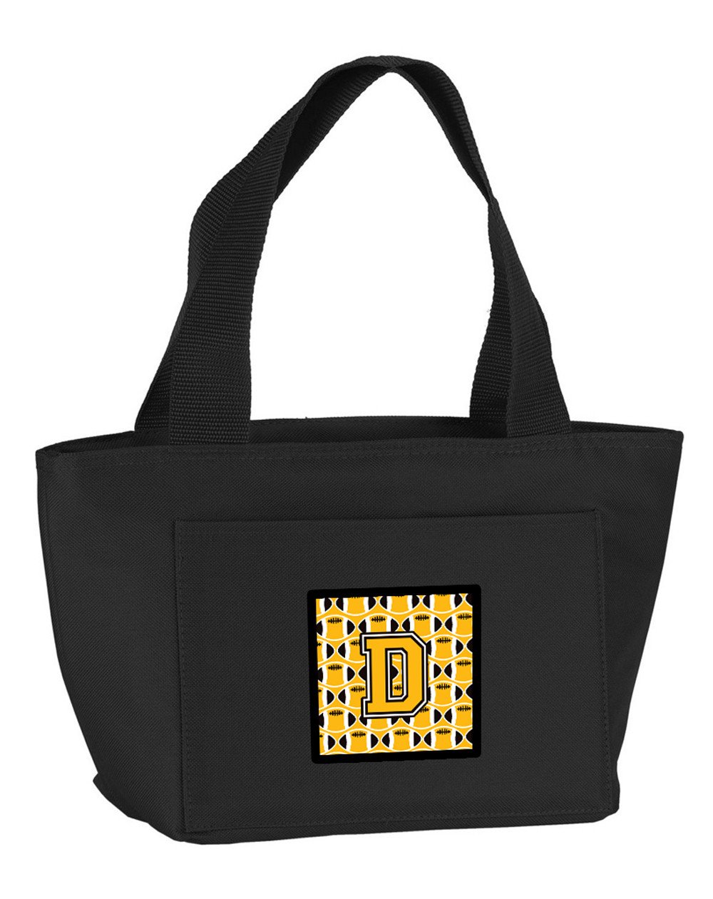 Letter D Football Black, Old Gold and White Lunch Bag CJ1080-DBK-8808 by Caroline&#39;s Treasures