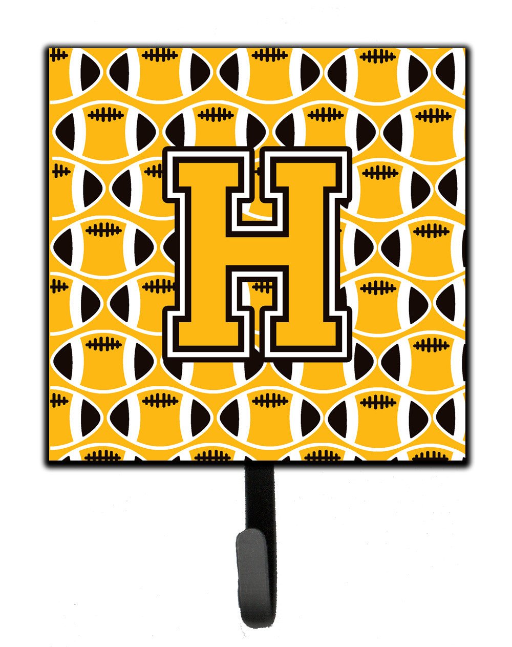 Letter H Football Black, Old Gold and White Leash or Key Holder CJ1080-HSH4 by Caroline&#39;s Treasures