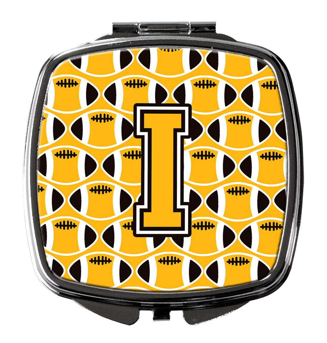 Letter I Football Black, Old Gold and White Compact Mirror CJ1080-ISCM  the-store.com.
