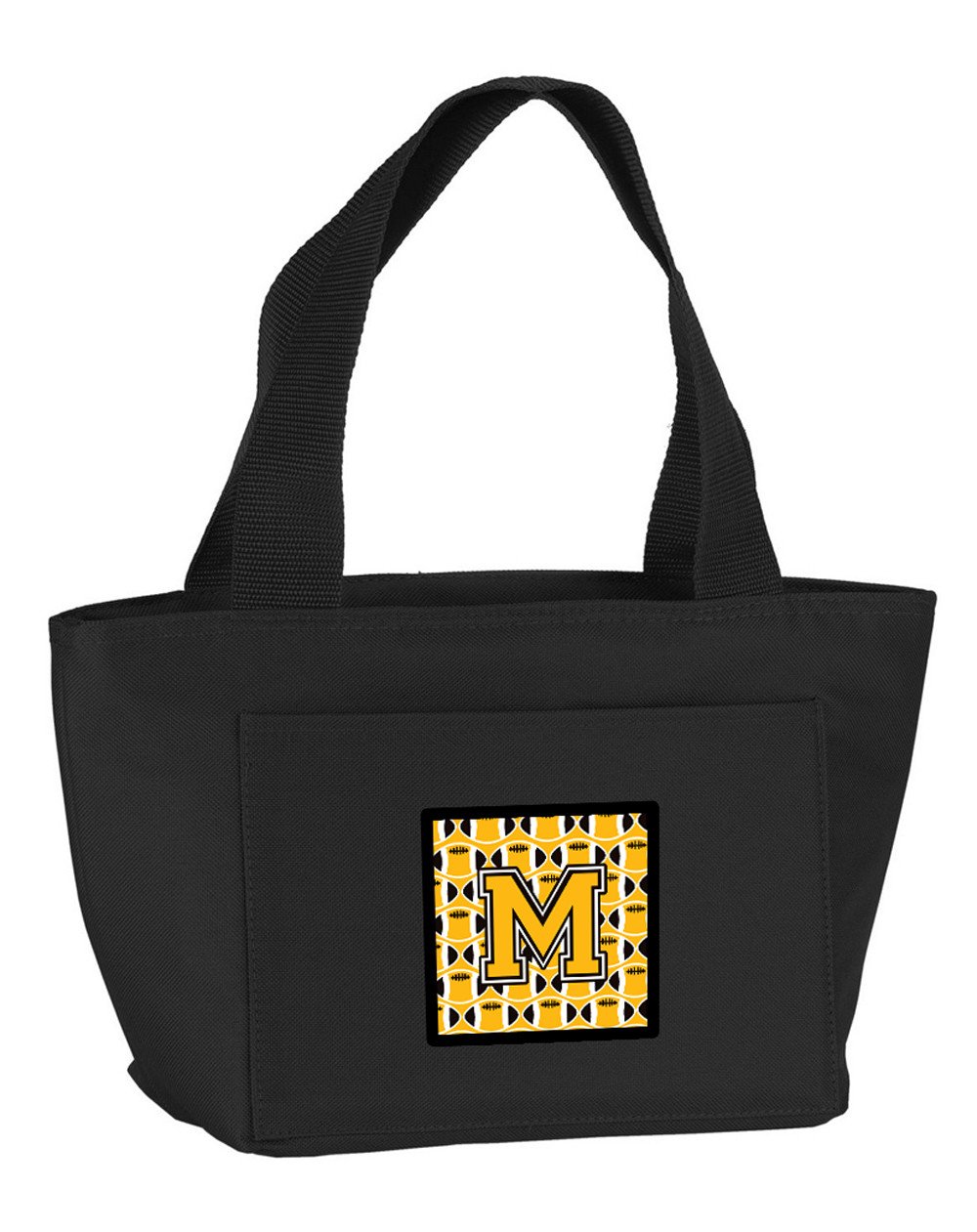 Letter M Football Black, Old Gold and White Lunch Bag CJ1080-MBK-8808 by Caroline&#39;s Treasures