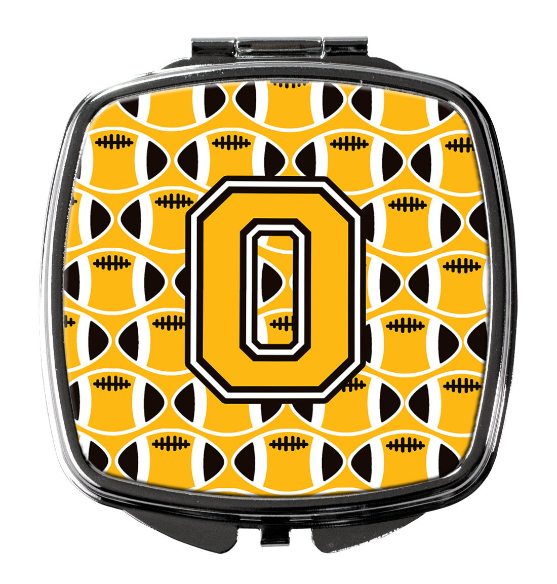 Letter O Football Black, Old Gold and White Compact Mirror CJ1080-OSCM  the-store.com.