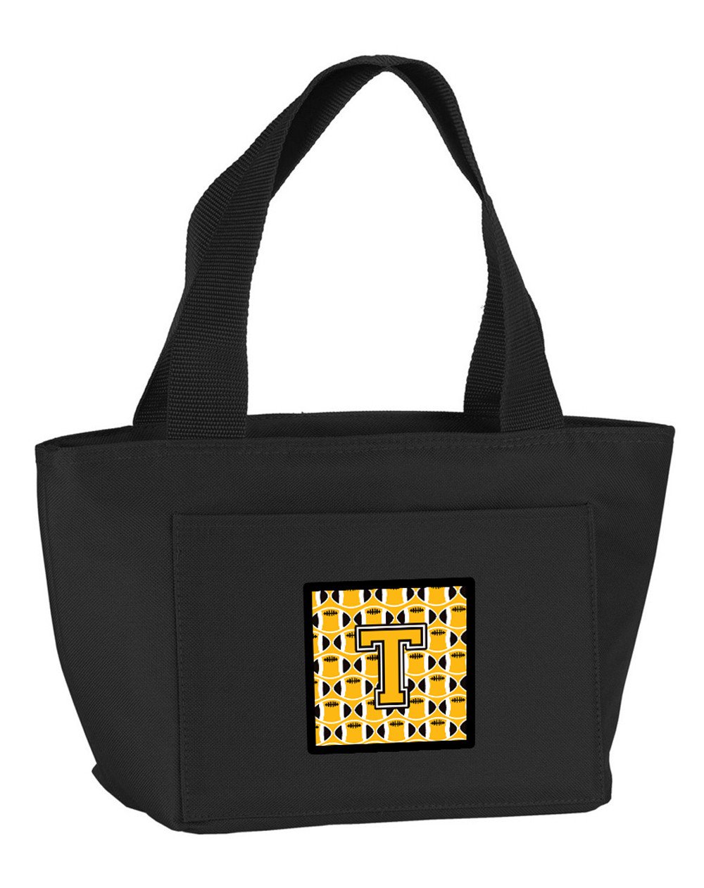 Letter T Football Black, Old Gold and White Lunch Bag CJ1080-TBK-8808 by Caroline&#39;s Treasures