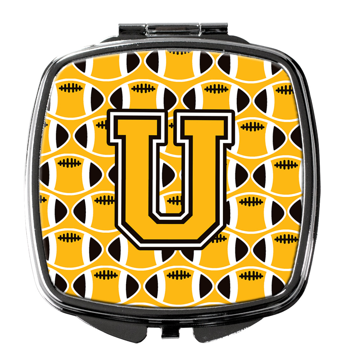 Letter U Football Black, Old Gold and White Compact Mirror CJ1080-USCM