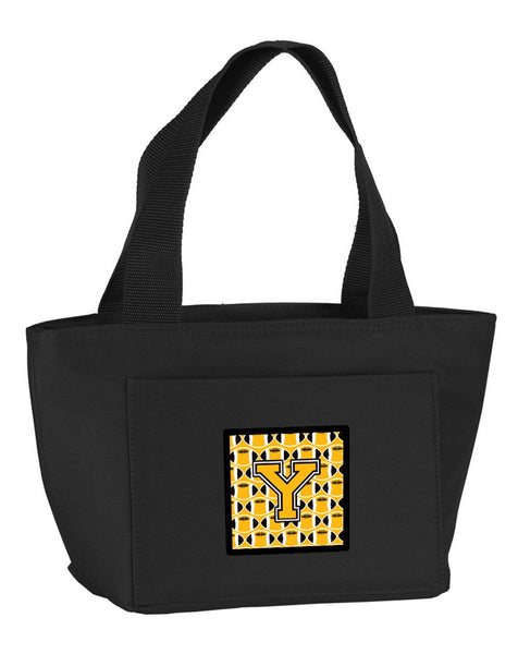Letter Y Football Black, Old Gold and White Lunch Bag CJ1080-YBK-8808 by Caroline's Treasures