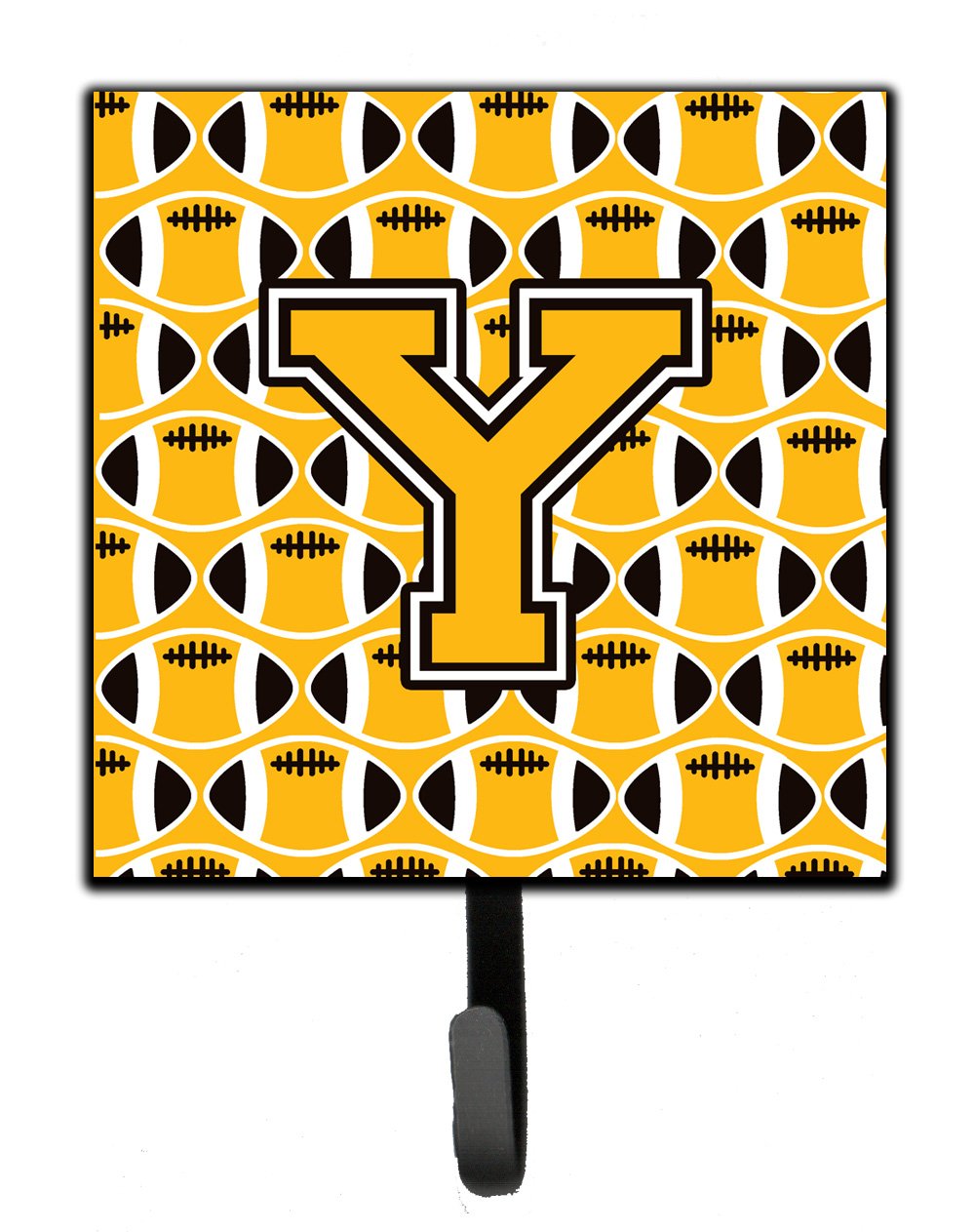 Letter Y Football Black, Old Gold and White Leash or Key Holder by Caroline&#39;s Treasures