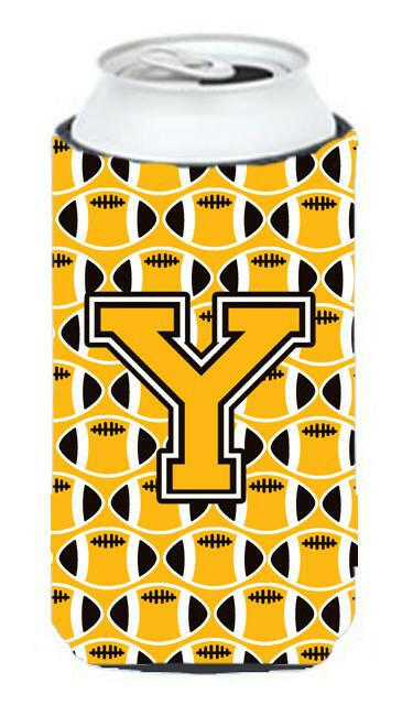 Letter Y Football Black, Old Gold and White Tall Boy Beverage Insulator Hugger CJ1080-YTBC by Caroline's Treasures