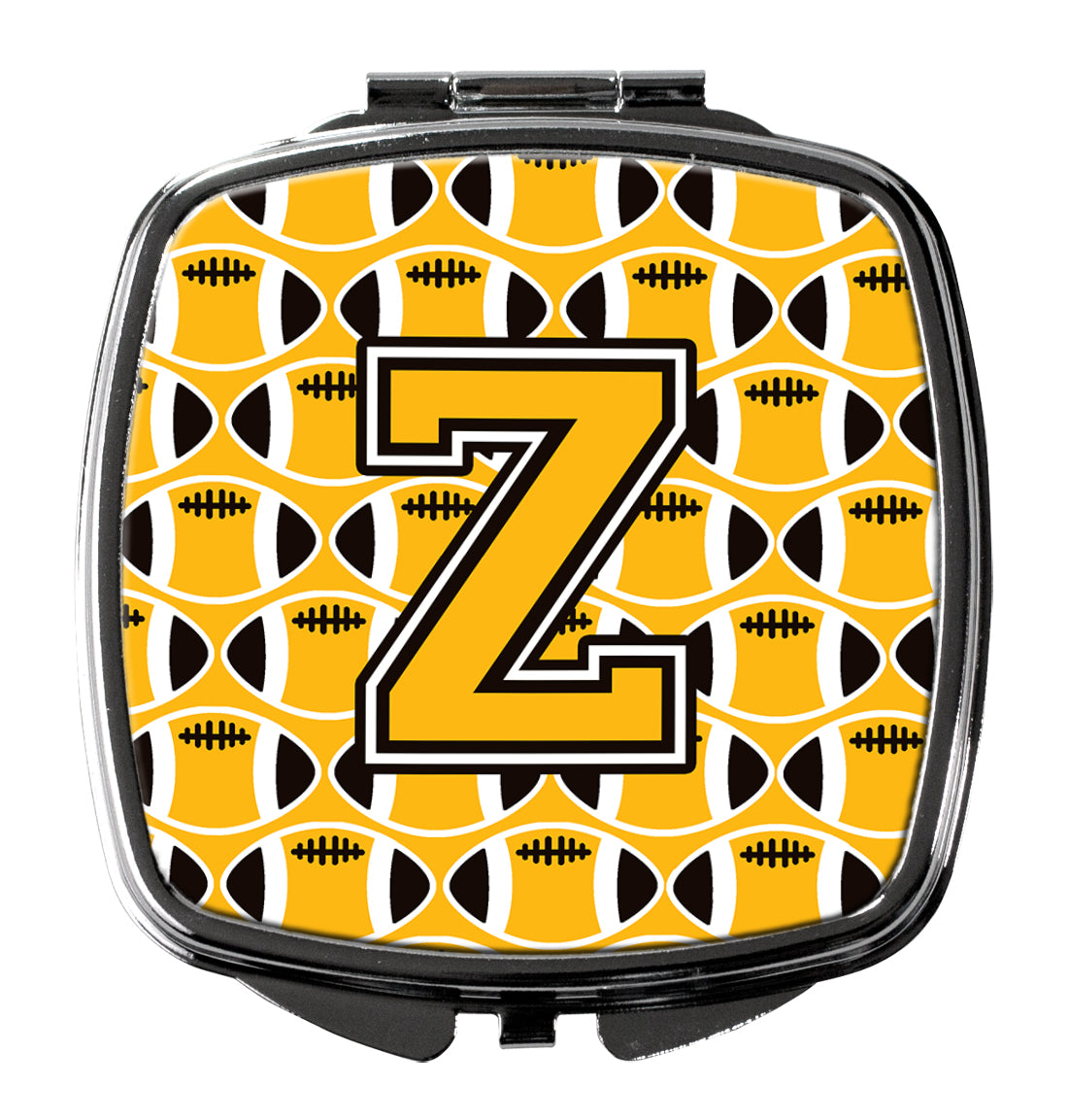 Letter Z Football Black, Old Gold and White Compact Mirror CJ1080-ZSCM  the-store.com.