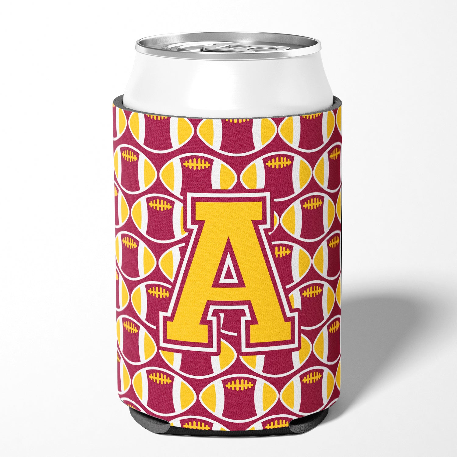 Letter A Football Maroon and Gold Can or Bottle Hugger CJ1081-ACC