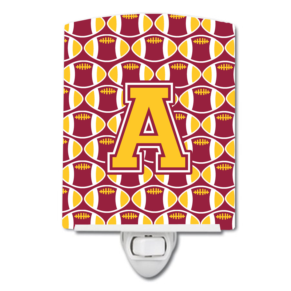Letter A Football Maroon and Gold Ceramic Night Light CJ1081-ACNL - the-store.com