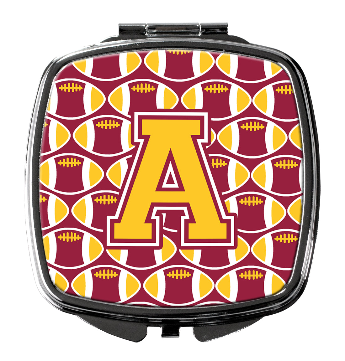 Letter A Football Maroon and Gold Compact Mirror CJ1081-ASCM  the-store.com.