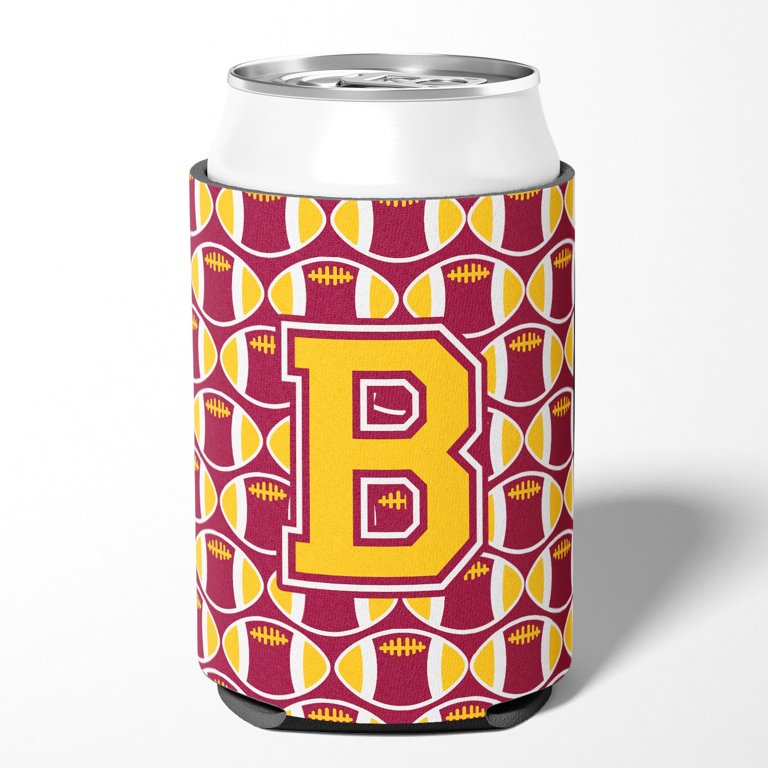 Letter B Football Maroon and Gold Can or Bottle Hugger CJ1081-BCC