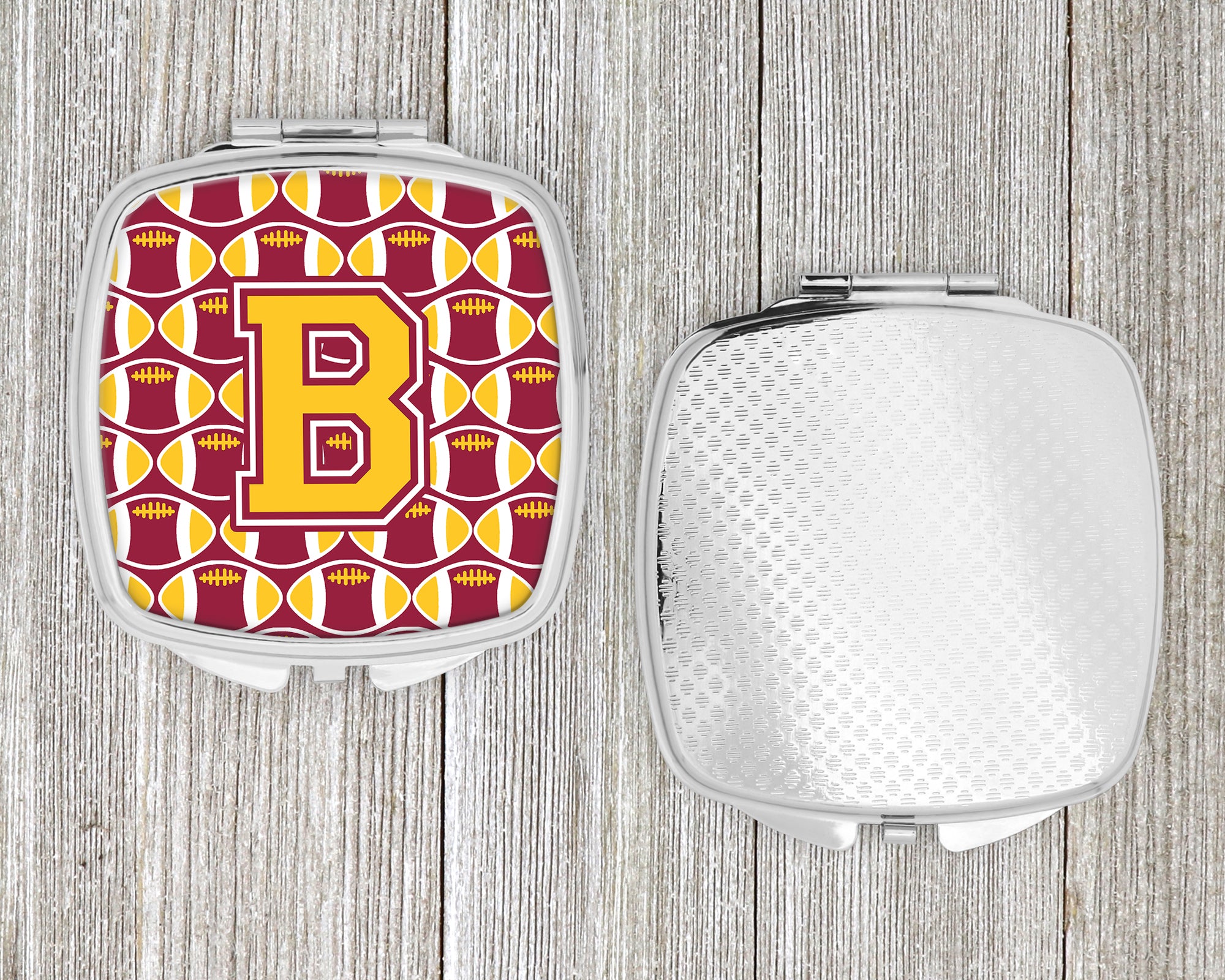 Letter B Football Maroon and Gold Compact Mirror CJ1081-BSCM  the-store.com.