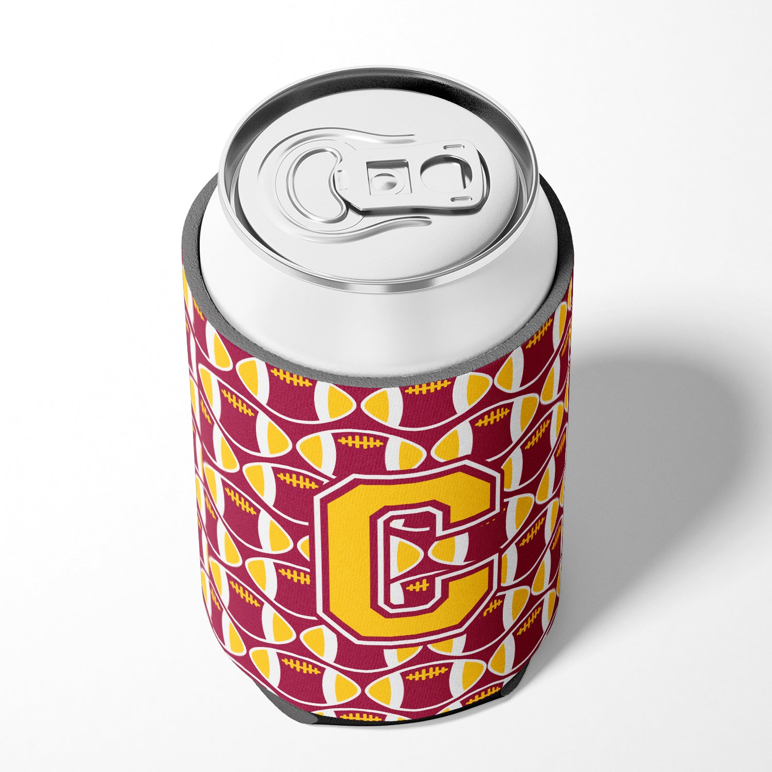 Letter C Football Maroon and Gold Can or Bottle Hugger CJ1081-CCC