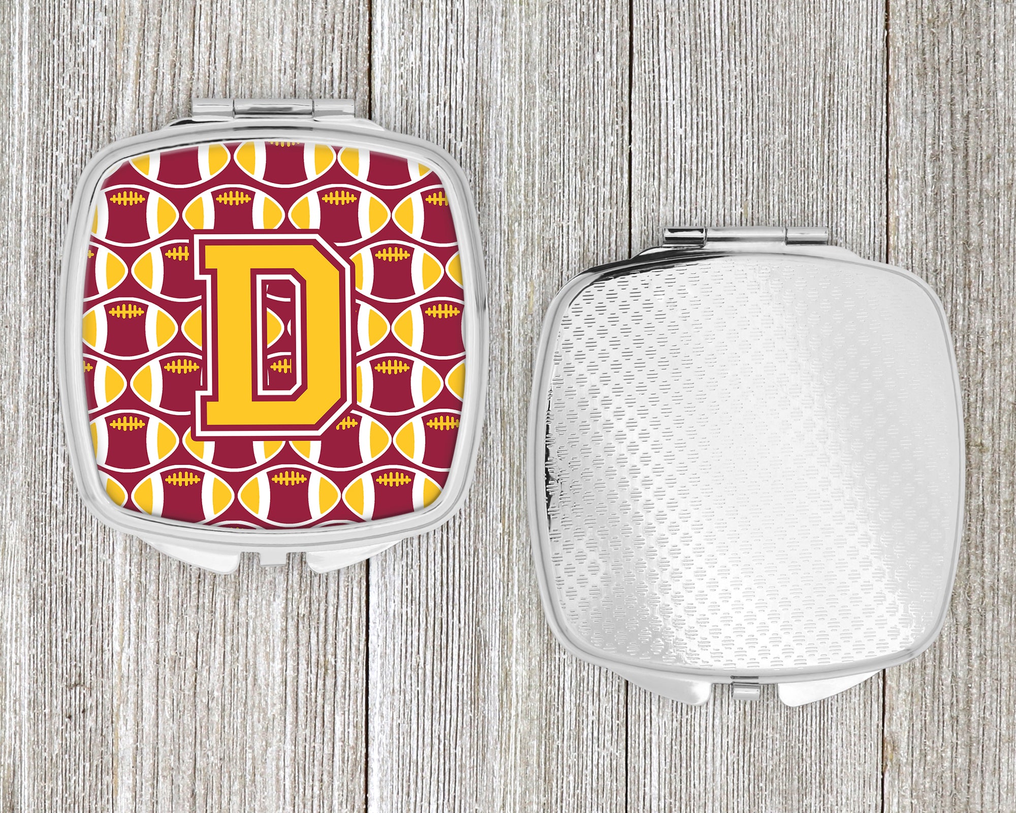 Letter D Football Maroon and Gold Compact Mirror CJ1081-DSCM