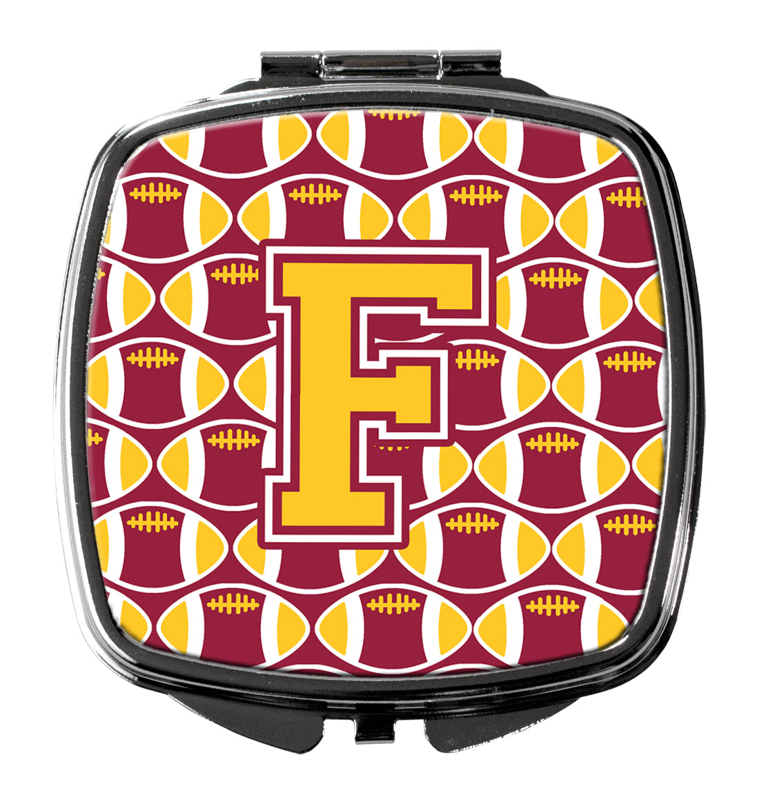 Letter F Football Maroon and Gold Compact Mirror CJ1081-FSCM