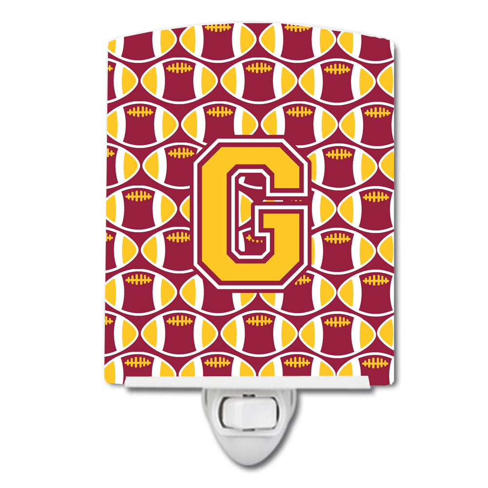 Letter G Football Maroon and Gold Ceramic Night Light CJ1081-GCNL - the-store.com