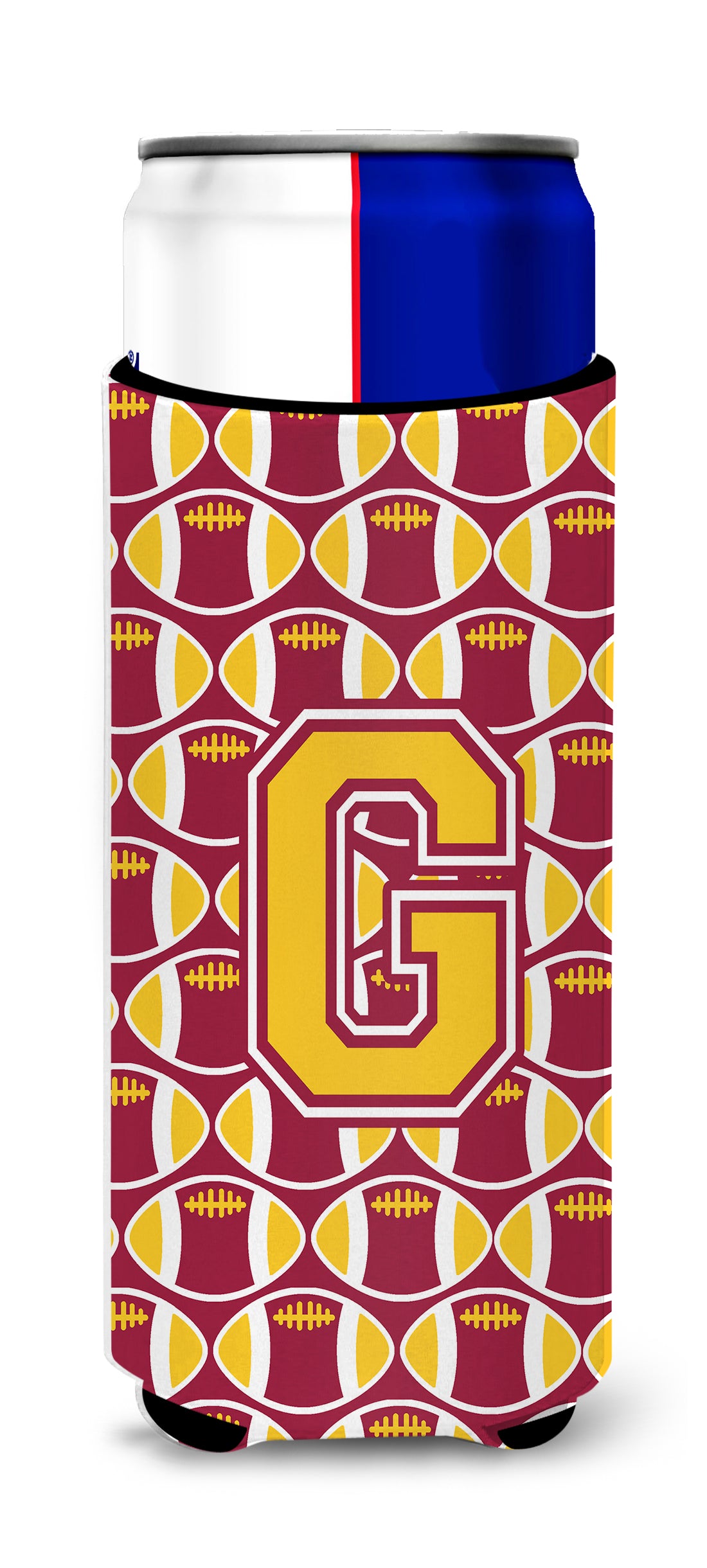 Letter G Football Maroon and Gold Ultra Beverage Insulators for slim cans CJ1081-GMUK