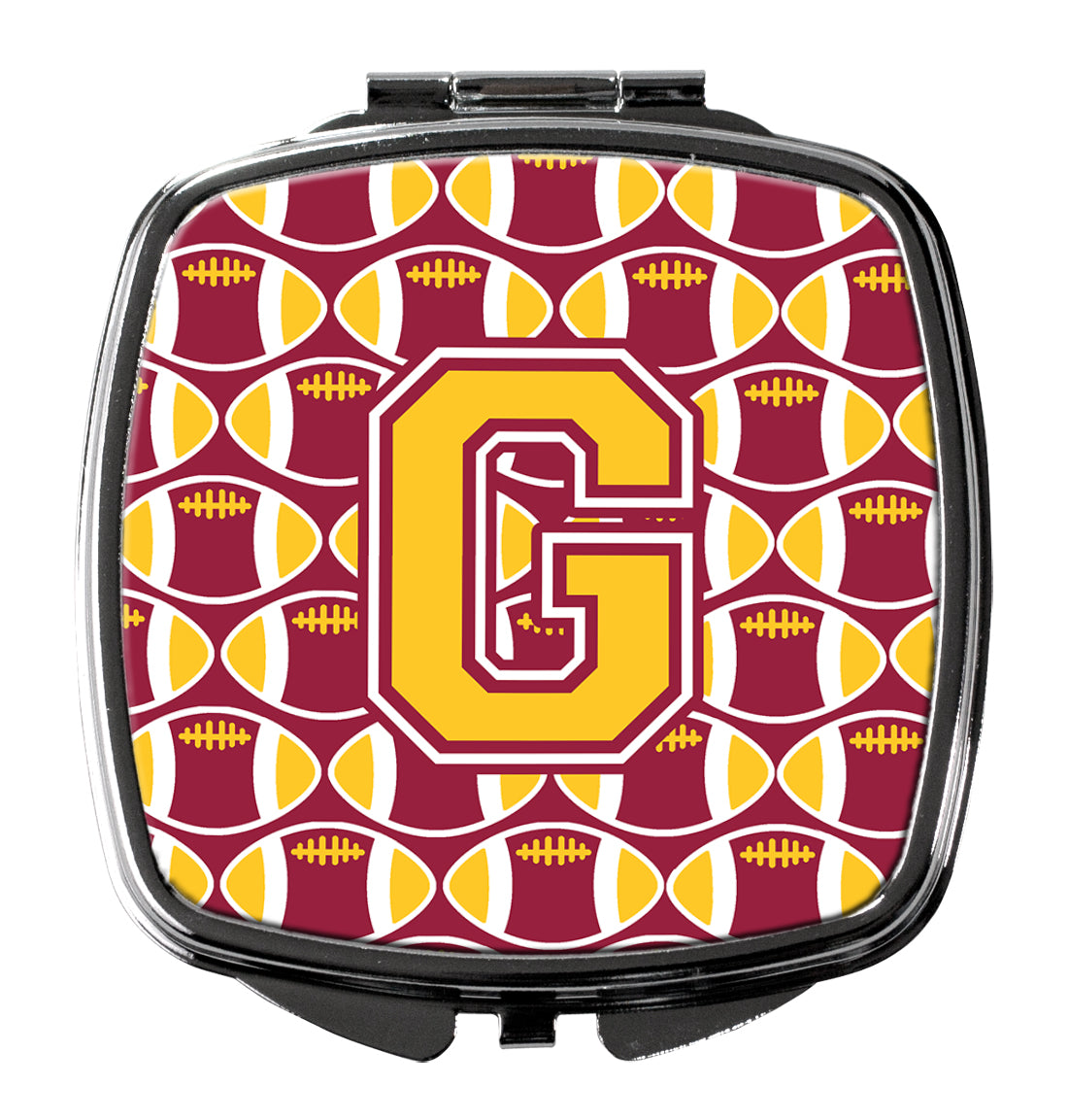 Letter G Football Maroon and Gold Compact Mirror CJ1081-GSCM