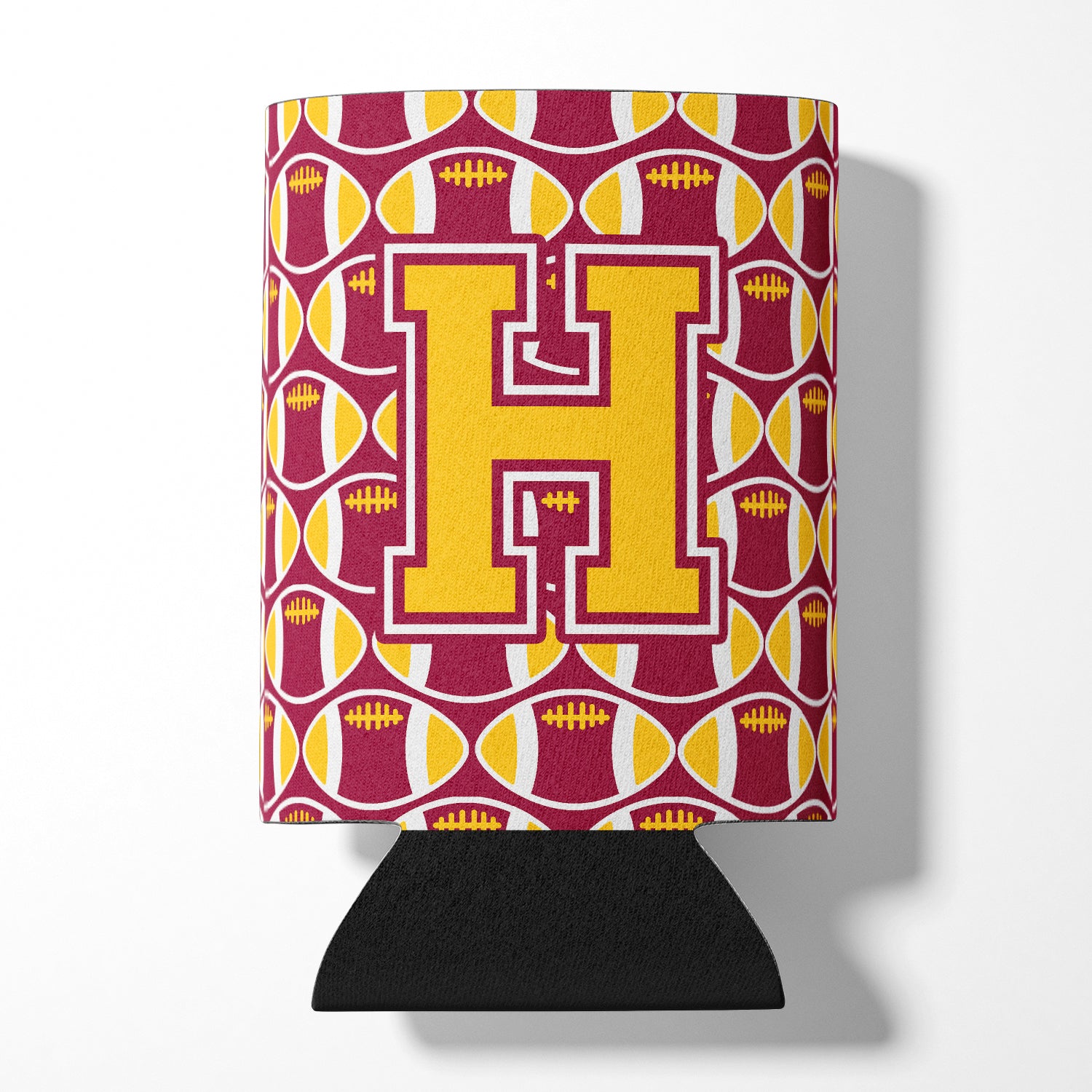 Letter H Football Maroon and Gold Can or Bottle Hugger CJ1081-HCC.