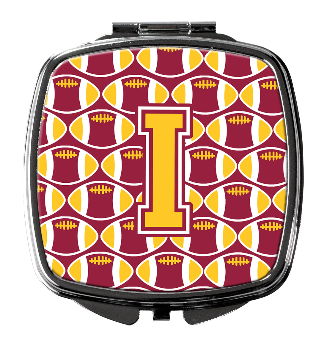 Letter I Football Maroon and Gold Compact Mirror CJ1081-ISCM