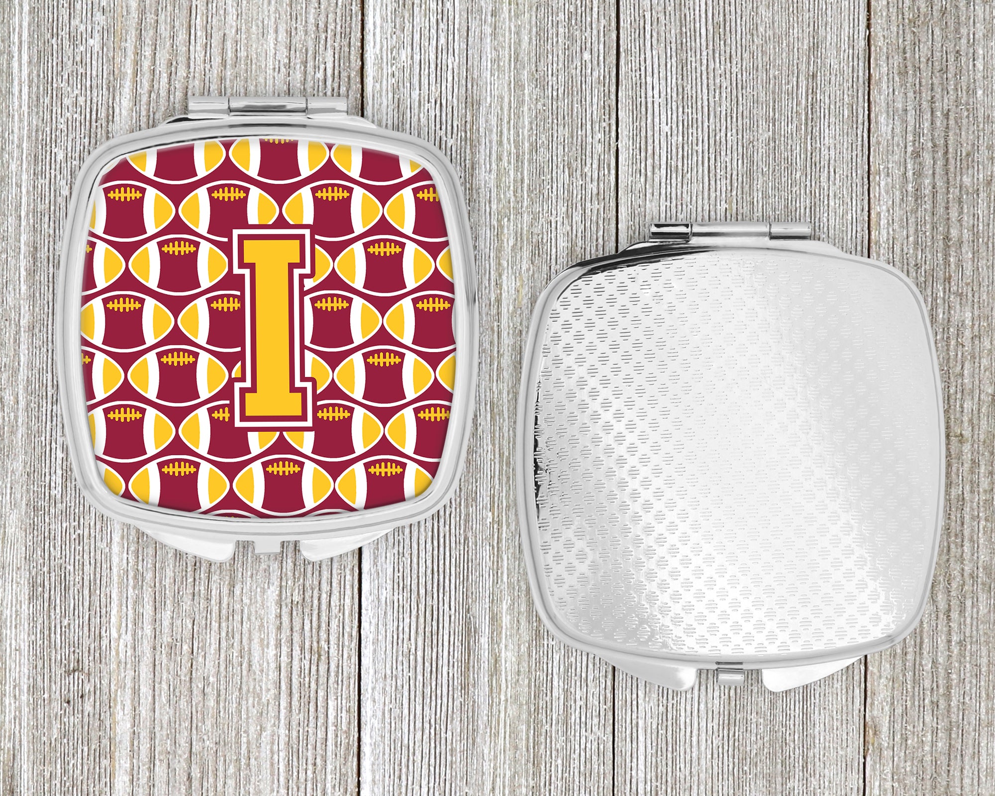 Letter I Football Maroon and Gold Compact Mirror CJ1081-ISCM  the-store.com.