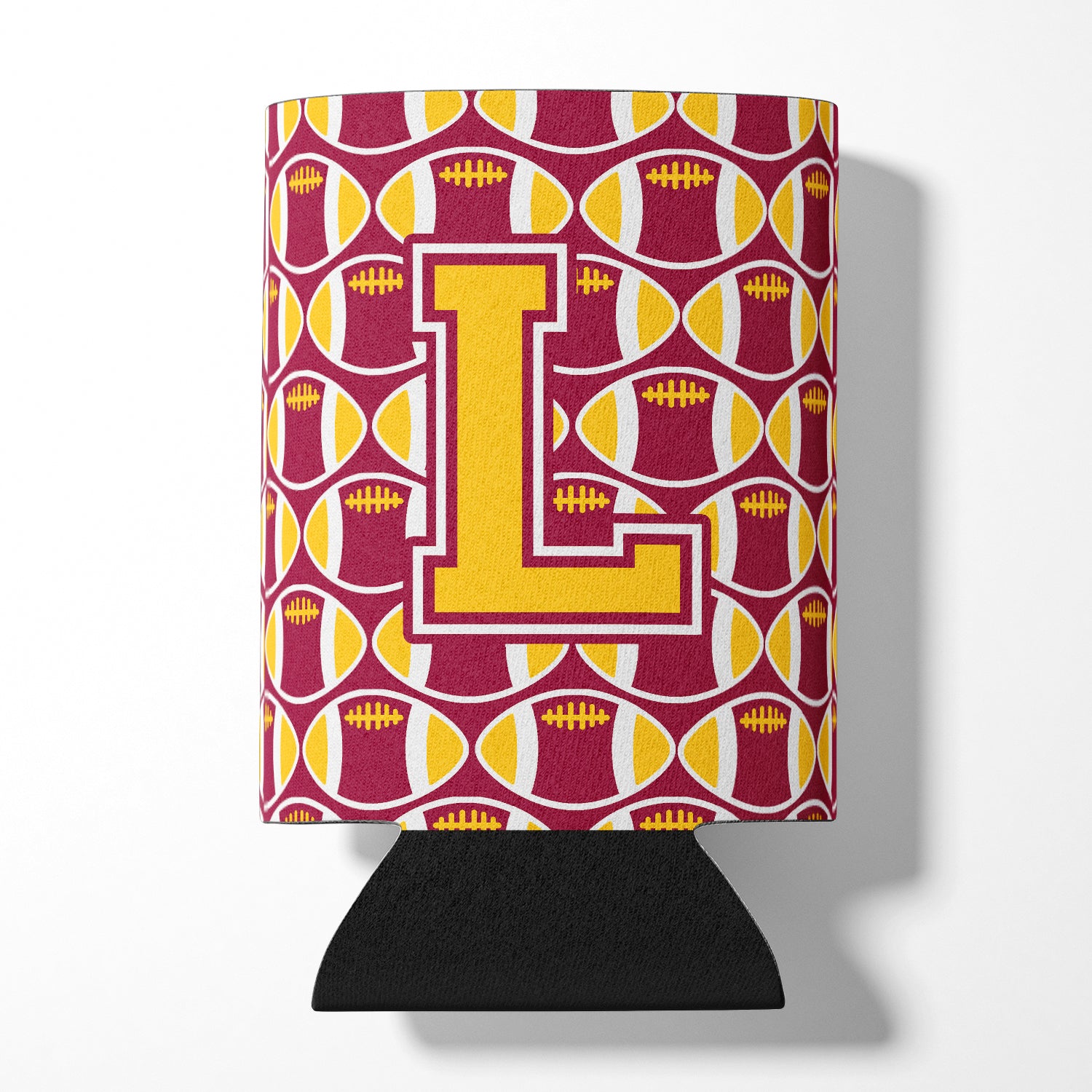 Letter L Football Maroon and Gold Can or Bottle Hugger CJ1081-LCC