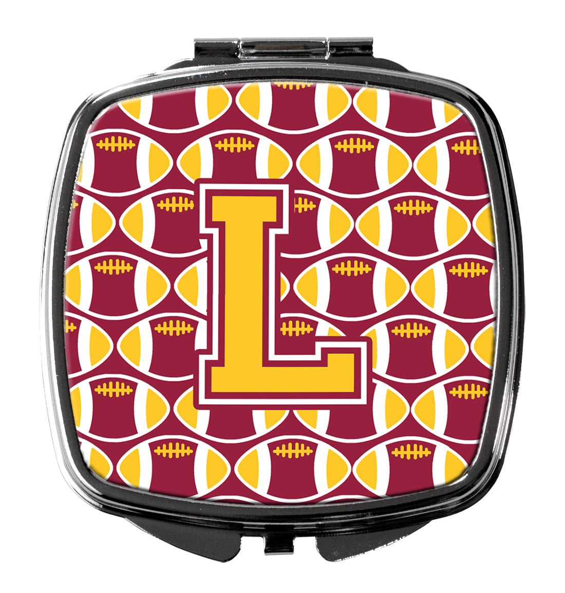 Letter L Football Maroon and Gold Compact Mirror CJ1081-LSCM  the-store.com.