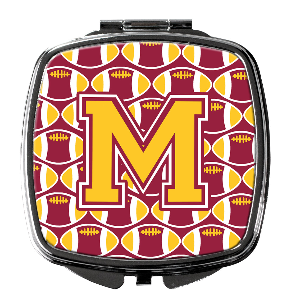 Letter M Football Maroon and Gold Compact Mirror CJ1081-MSCM