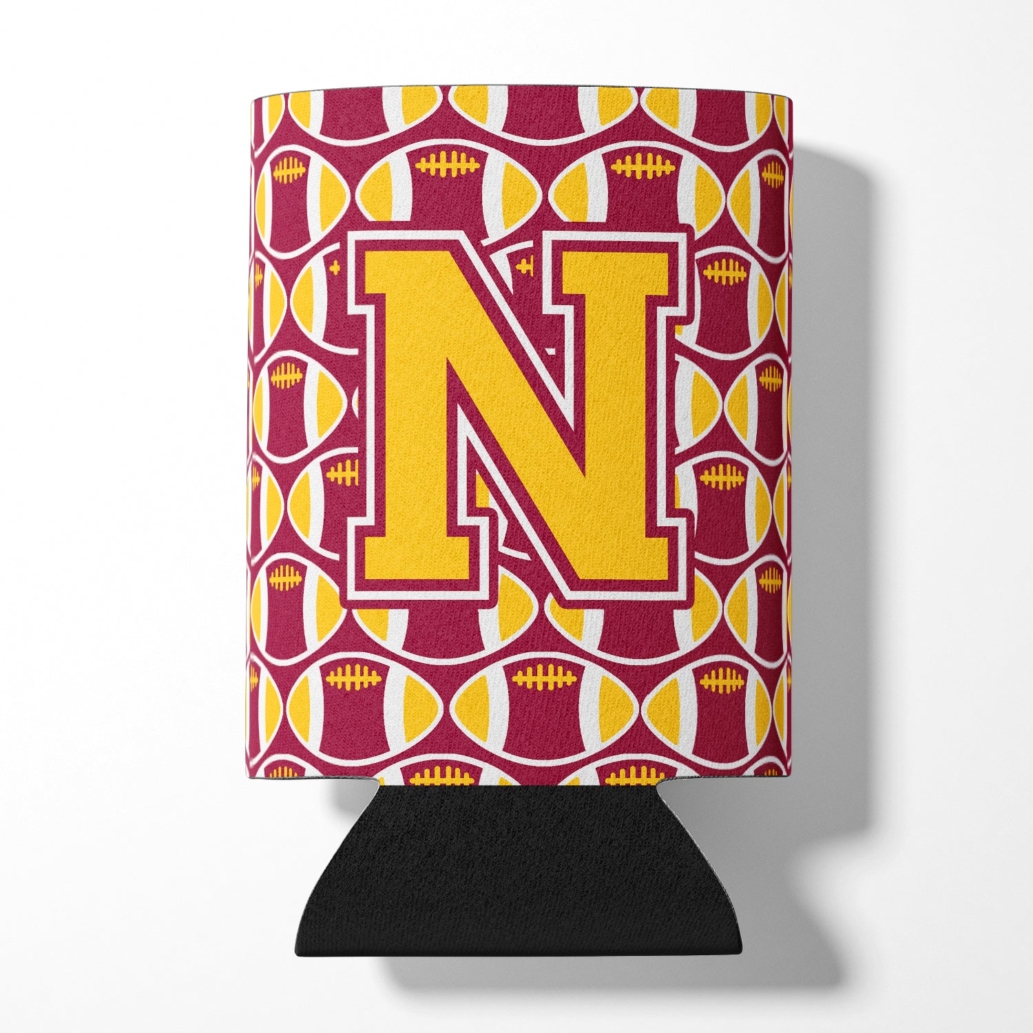 Letter N Football Maroon and Gold Can or Bottle Hugger CJ1081-NCC