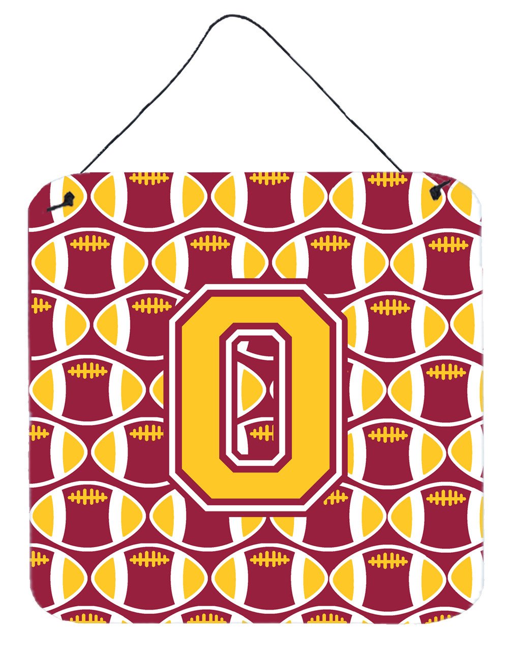 Letter O Football Maroon and Gold Wall or Door Hanging Prints CJ1081-ODS66 by Caroline&#39;s Treasures