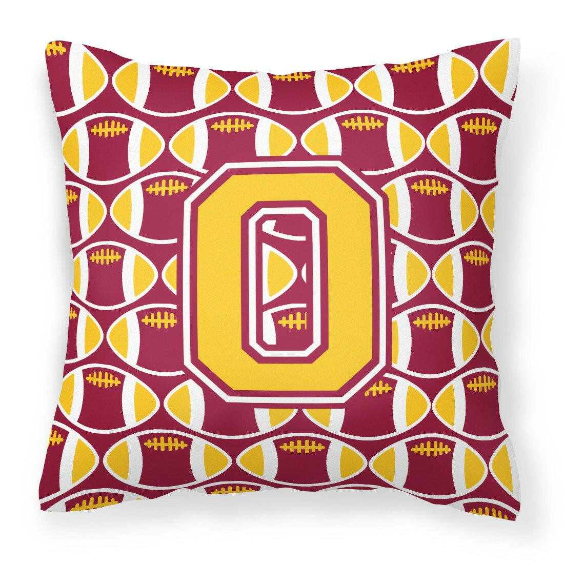 Letter O Football Maroon and Gold Fabric Decorative Pillow CJ1081-OPW1414 by Caroline&#39;s Treasures