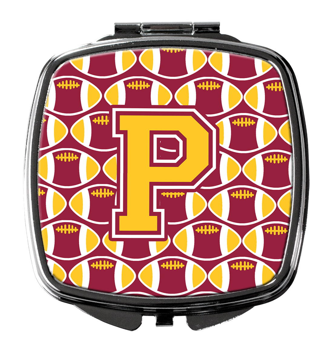 Letter P Football Maroon and Gold Compact Mirror CJ1081-PSCM  the-store.com.