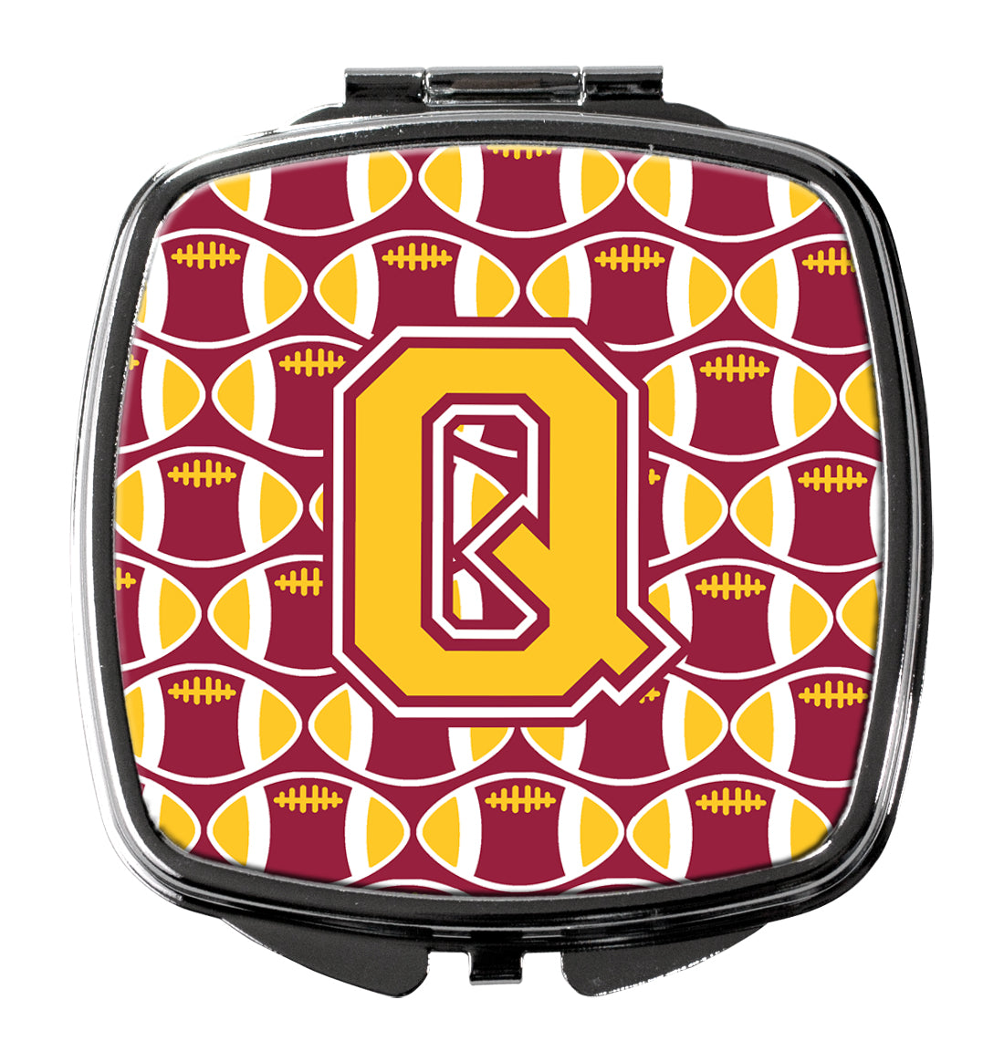 Letter Q Football Maroon and Gold Compact Mirror CJ1081-QSCM  the-store.com.