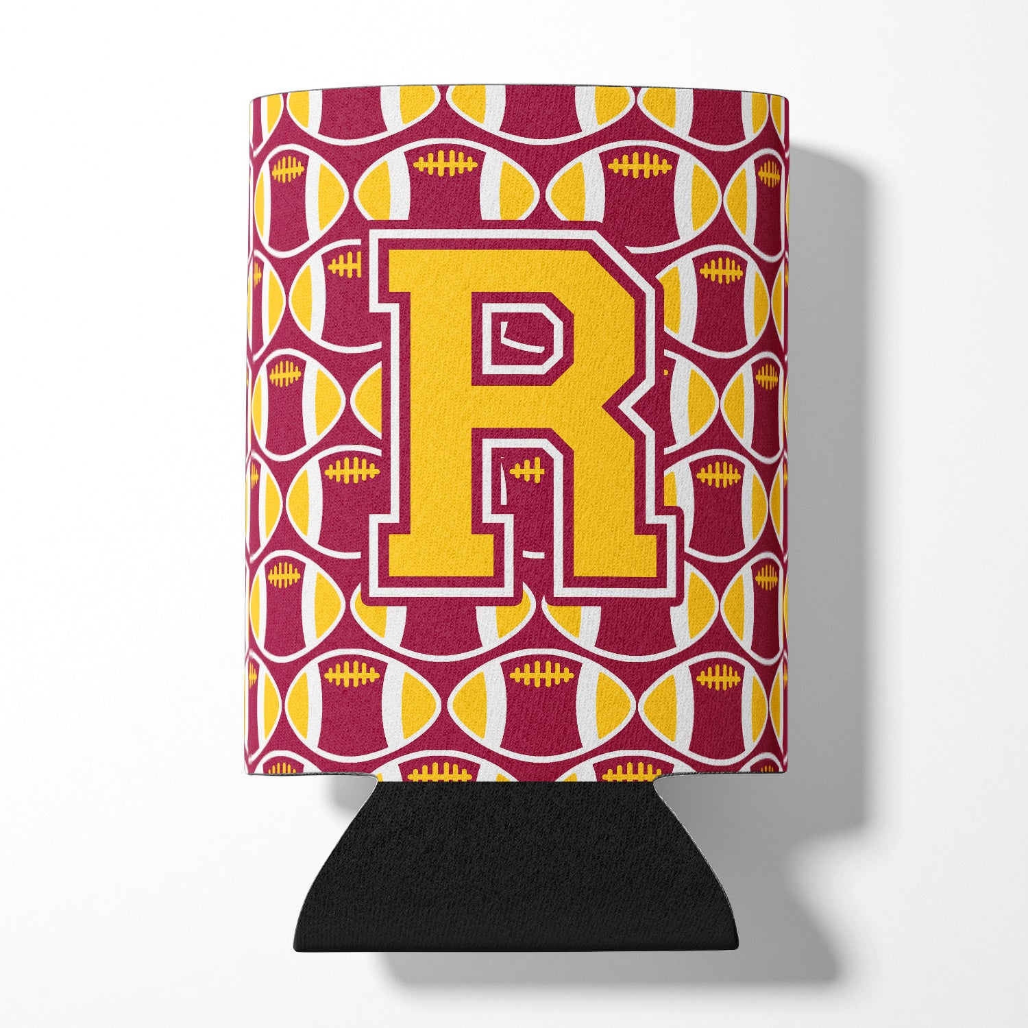 Letter R Football Maroon and Gold Can or Bottle Hugger CJ1081-RCC